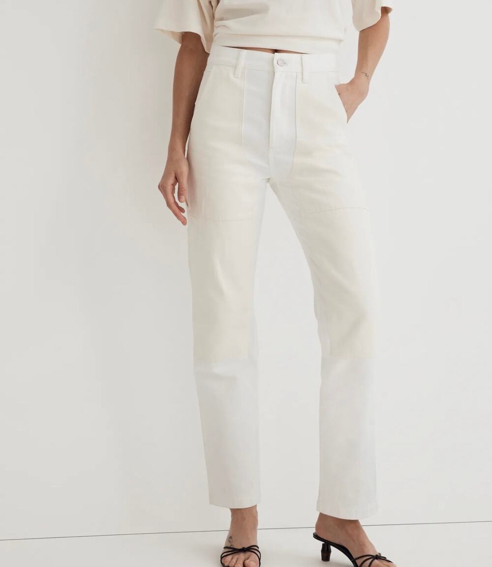 MADEWELL The Perfect Vintage Straight Jeans Two Tone Workwear White 32